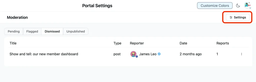FluentCommunity content moderation settings
