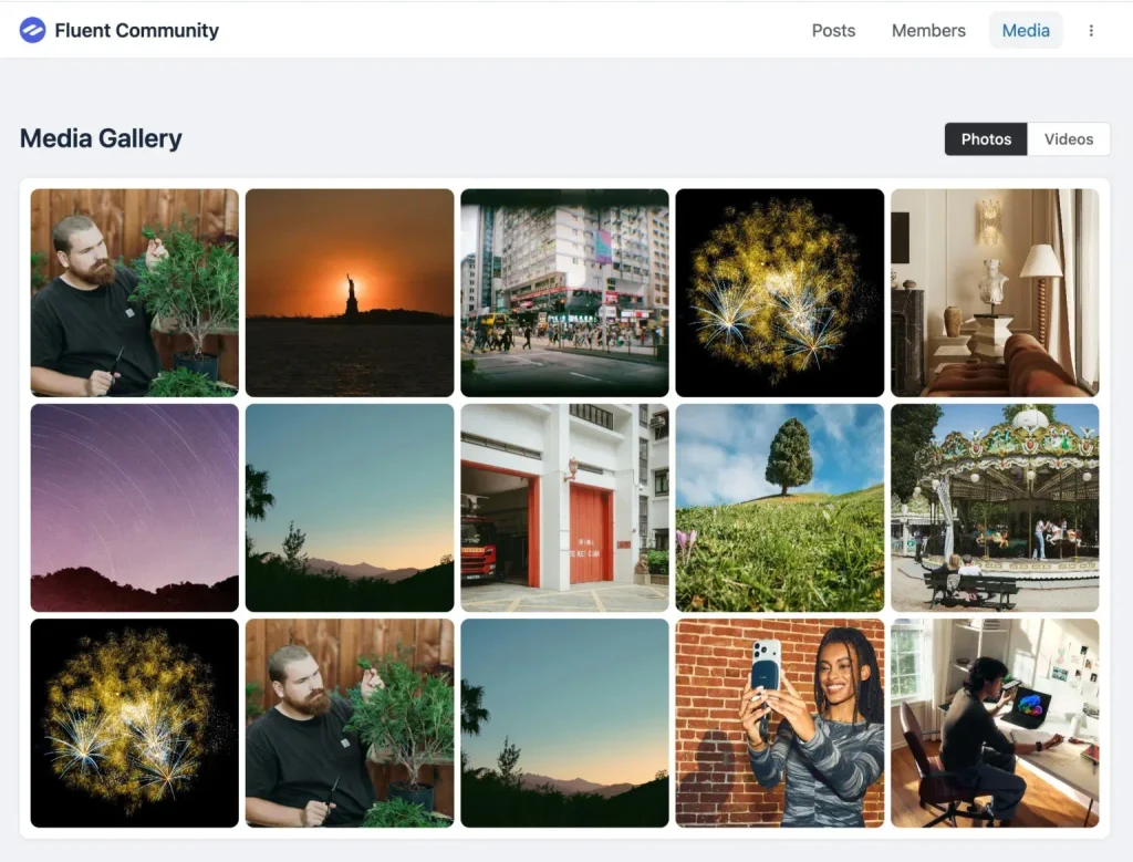 media gallery, community